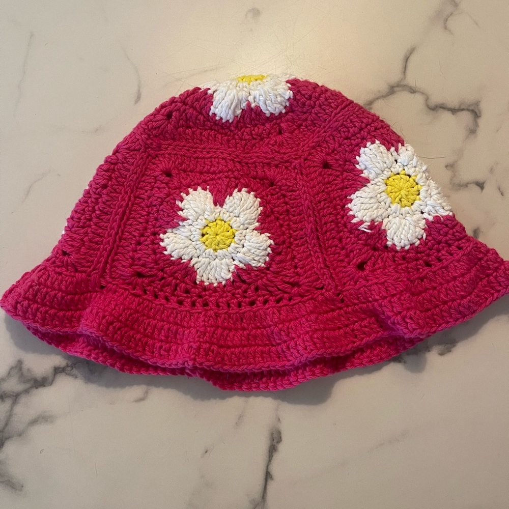 Hand Crocheted Flower Power Bucket Hat